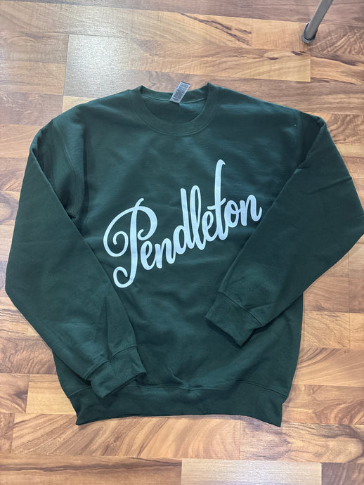 Dark Green Glitter Puff Graphic Sweatshirt