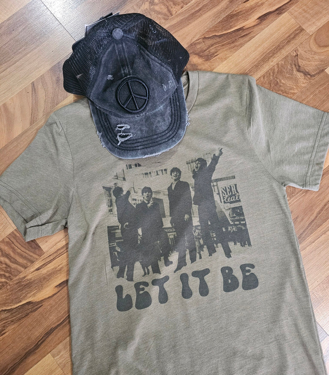 Olive Green Let it be Tee