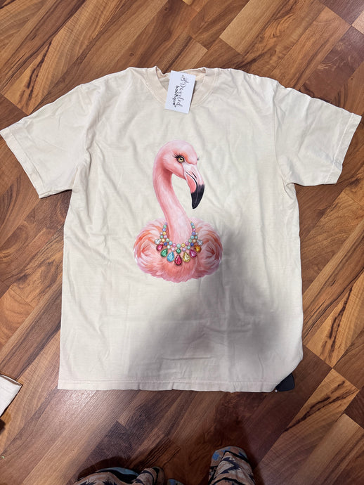 Ivory Eye Catching Flamingo Graphic Tee
