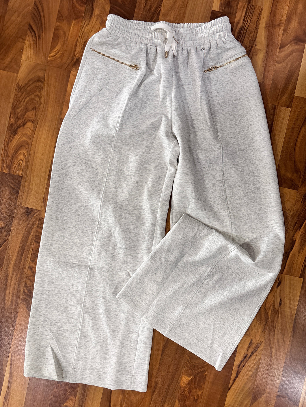 Heather Grey Oversized Sweatsuit Pants With Zipper Pockets