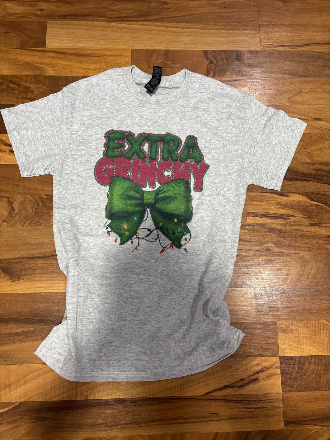 Ash Grey Extra Grinchy Christmas Tee Shirt
