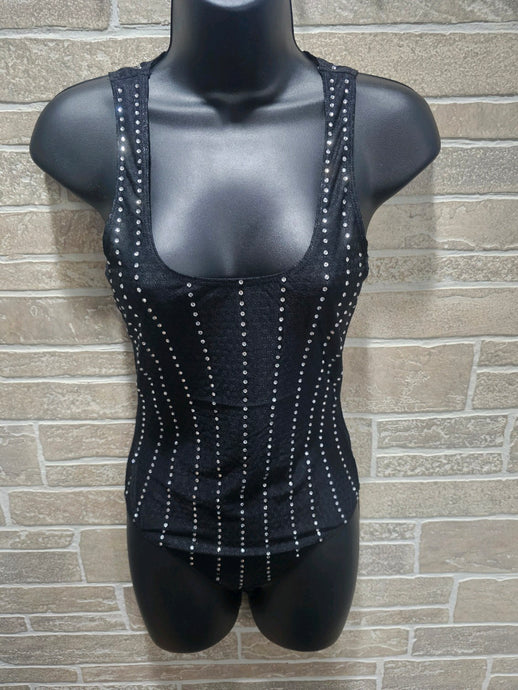 Black Mesh Studs Bodysuit 3/7/24 8155