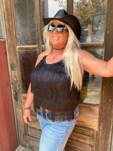 Black Plus Size Fringe Layered Halter Top