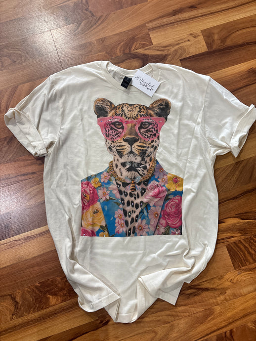 Natural Cheetah Flowers Tee