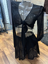 Black Mesh Long Sleeve Top & Shorts Set 5/20/25 9894