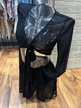 Black Mesh Long Sleeve Top & Shorts Set 5/20/25 9894