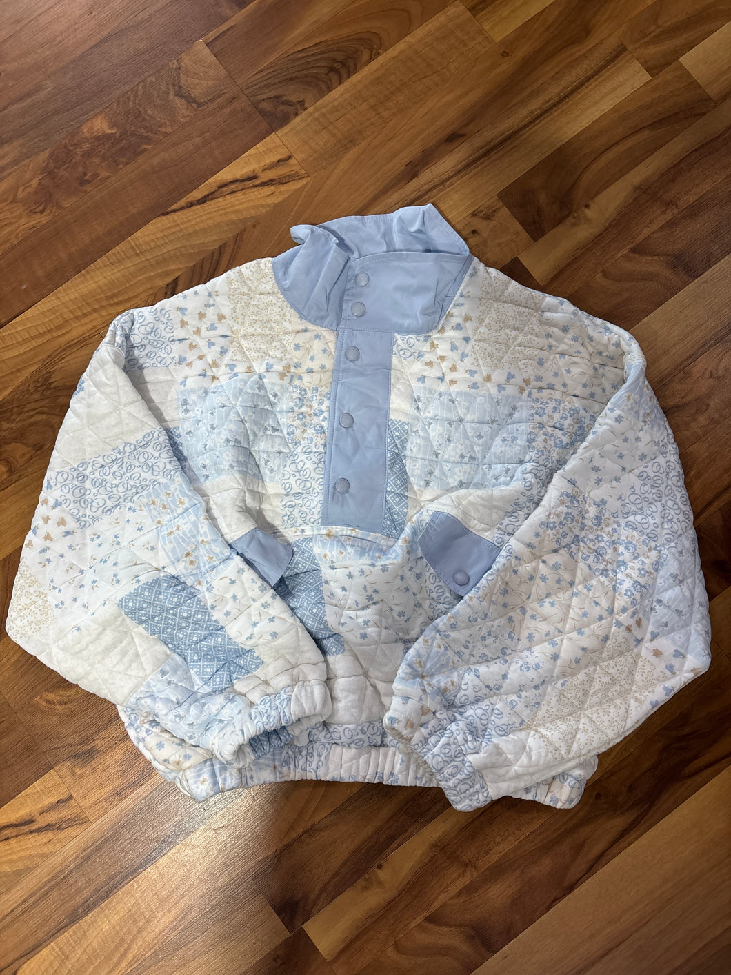 Blue Combo Textured Contrast printed Quarterzip Veveret Sweater