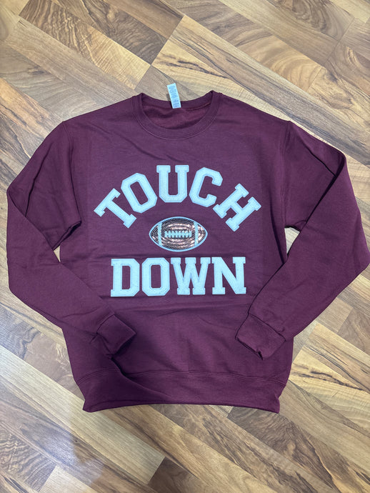 Maroon Soft Chenille Touchdown Graphic Sweatshirt