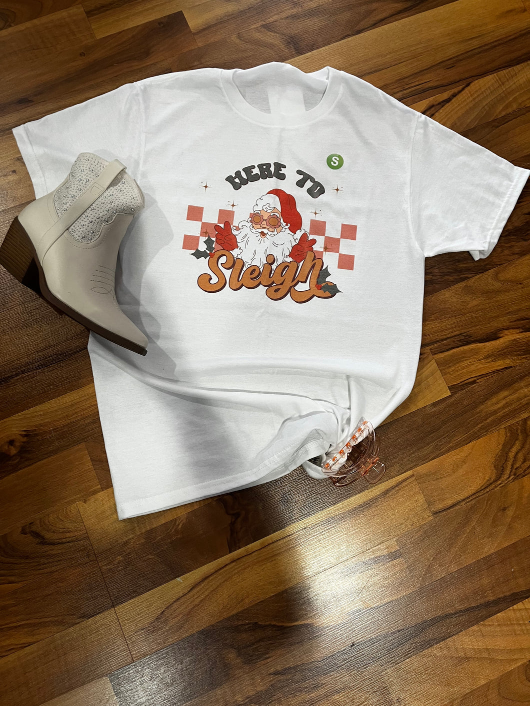 Here To Sleigh Christmas Crewneck Tee