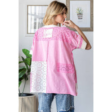 Pink Washed Eyelet Colorblock Love Oli&Hali Tee Shirt