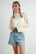 Ivory Crew Neck Crochet Sweater