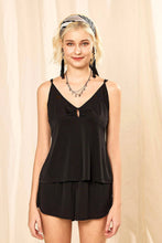 Black Solid Camisole Pajama Set