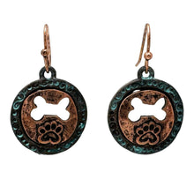 Silver Dog Bone Cutout Paw Earrings: