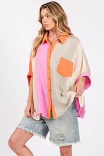 Multi Color Block Gauzy Button Down Sage+Fig Blouse