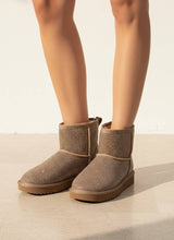 [BEST SELLER] PRESLEY Rhinestone Embellished Cozy Mini Boots: BLACK / A12