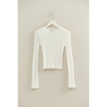 White Versatile Ribbed Knit Sweater
