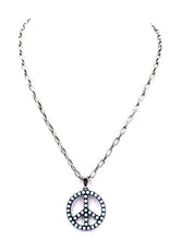 Turquoise Western Stone Bubble Peace Sign Necklace