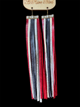 Red, White, and Blue Leather Tassel Rare Bird Earrings