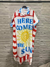 White Tropical Sun Long Shirt Dress