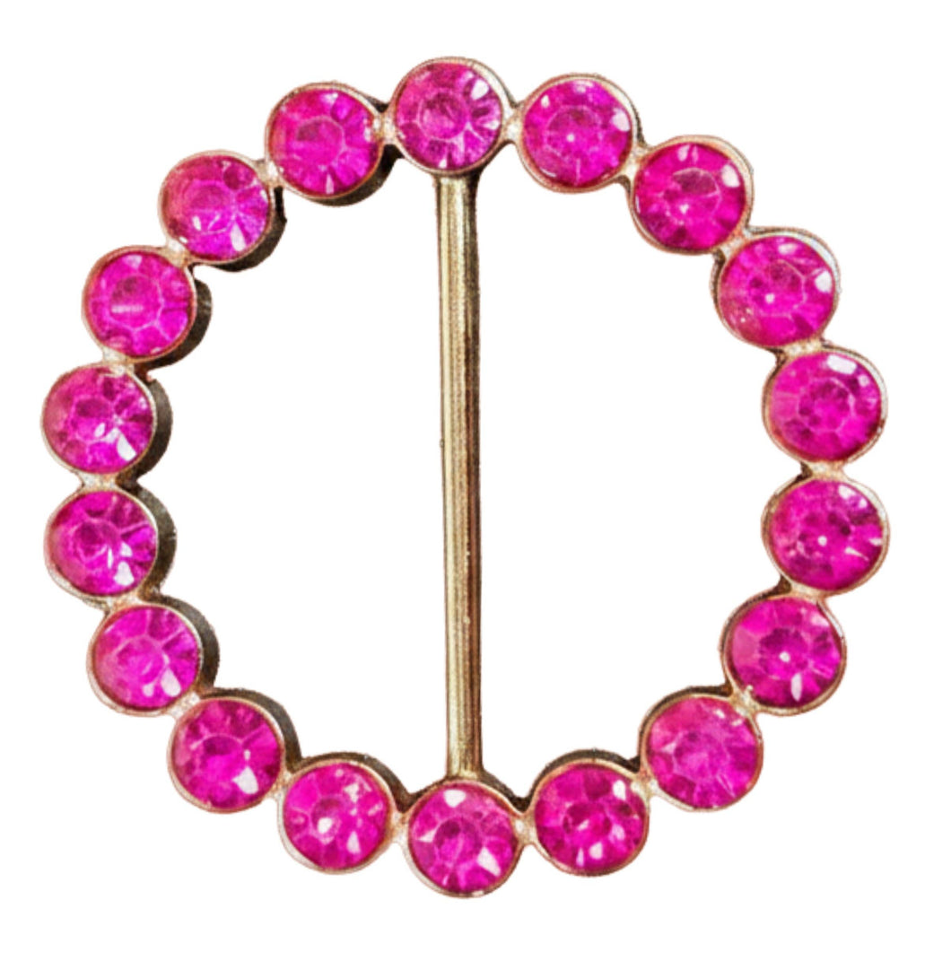 Tee Tie Round Gold with Blingy Dark Pink Rhinestones