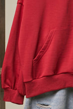 Red Christmas Embroidered Zip Hoodie