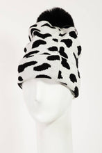 Cow Print Beanie: Fuchsia