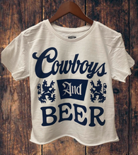 White Cowboys and Beer Logo Baby doll crop tee