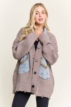DISTRESSED RIBBED KNIT SWEATER CARDIGAN - CESW4149: MOCHA(BEIGE) / ONESIZE(6)