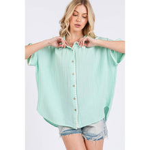 Mint Boho Contrast Zigzag Trim Gauze Sage+Fig Shirt