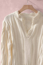 Ivory Lace Trim Cable Knit Pullover Urban Daizy Sweater