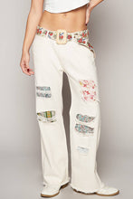 Cream Ruby Floral pattern print square buckle POL belt:
