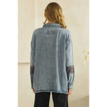 Washed Blue Zip FronT Button Down Oli+Hali Shirt