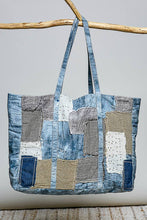 Unique Mix Patchwork Vintage Denim Casual Tote Bag: DEEP DENIM / OS