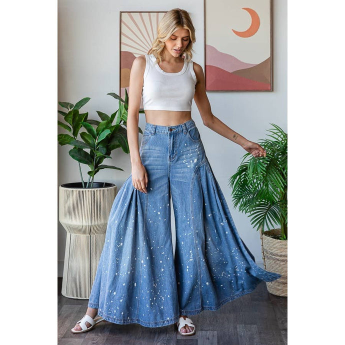 Blue Washed Wide Leg Denim Oli+Hali Jeans