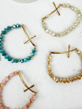 Lavender Hammered Cross Crystal Mix Beads Bracelet