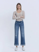 Charming Mid Rise Medium Dark Wash Cuffed Slim Wide Vervet Jeans