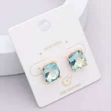 Lavender Cushion Square Stone Stud Evening Earrings