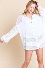 White Lace Mixed Oversized Shirt