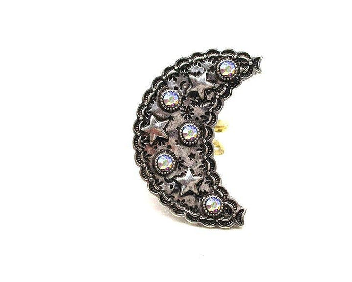 Aurora Western Moon and Star Cuff Ring