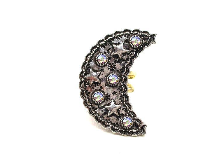 Aurora Western Moon and Star Cuff Ring