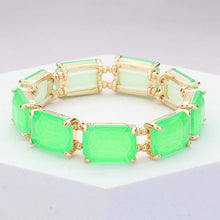 Multi Emerald Cut Stone Stretch Evening Bracelet