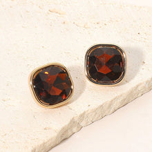 Blue Square Cut Gem Evening Stud Earrings