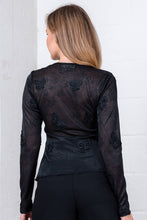 Black Long Sleeve Crewneck Laced Top