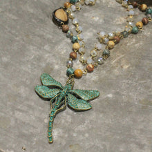Bohemian Layered Mixed Stone Dragonfly Necklace