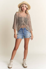 Khaki Front Drawstring Crochet Top