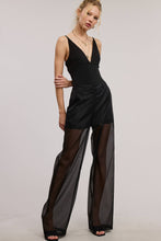 Black Straight Leg Sheer Organza Pants with Lined Shorts
