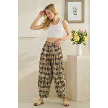 Sand Combo Washed Plaid Wide Leg Oli+Hali Pants