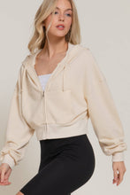 Ivy Beige Long Sleeve Hoodie French Terry Zip Up Jacket