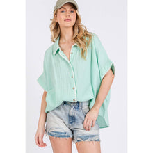 Mint Boho Contrast Zigzag Trim Gauze Sage+Fig Shirt