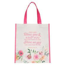 Tote Pink/White Floral Bless You Num. 6:24-25